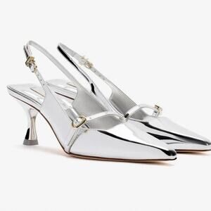 NWB Larroude Ines Pump In Silver Specchio SZ 8